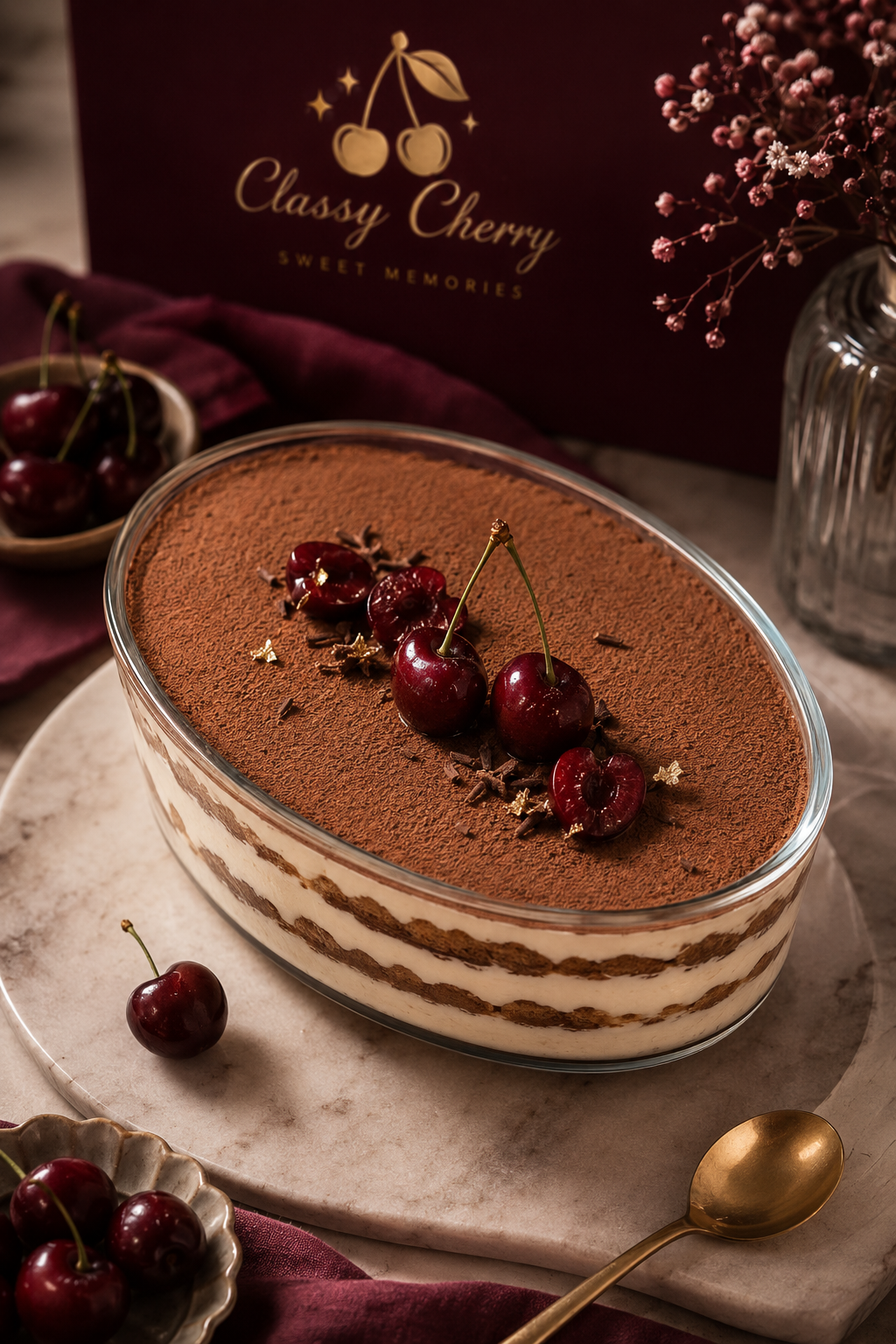 Classy Cherry Tiramisu Tray